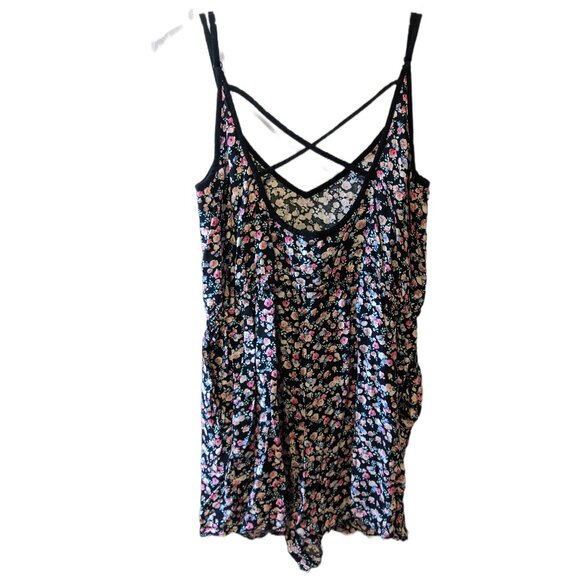 Womens Floral Romer Jumpsuit Shorts Spaghetti Strap Cottage Garden Picnic Sz 10 - Picture 6 of 7